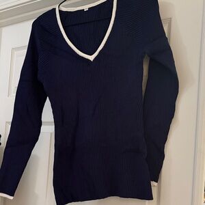 Navy V-Neck Women's Sweater